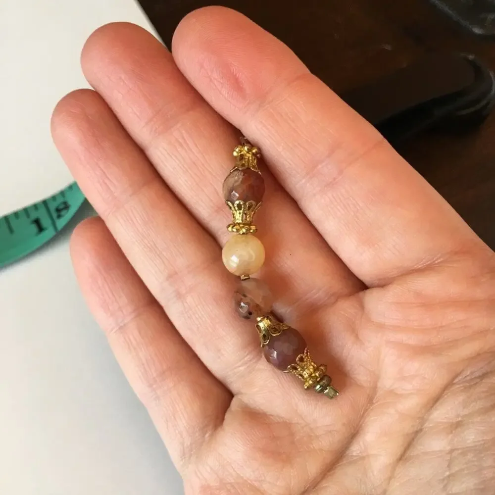 Artisan gold tone natural semi-prescious stone post earrings